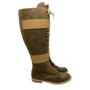 VPL by LD Tuttle Brown Suede Leather Lace Up Tall Knee High Boots 38